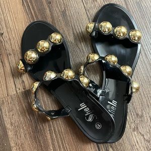 SHEIN black and gold sandals! ✨🖤✨